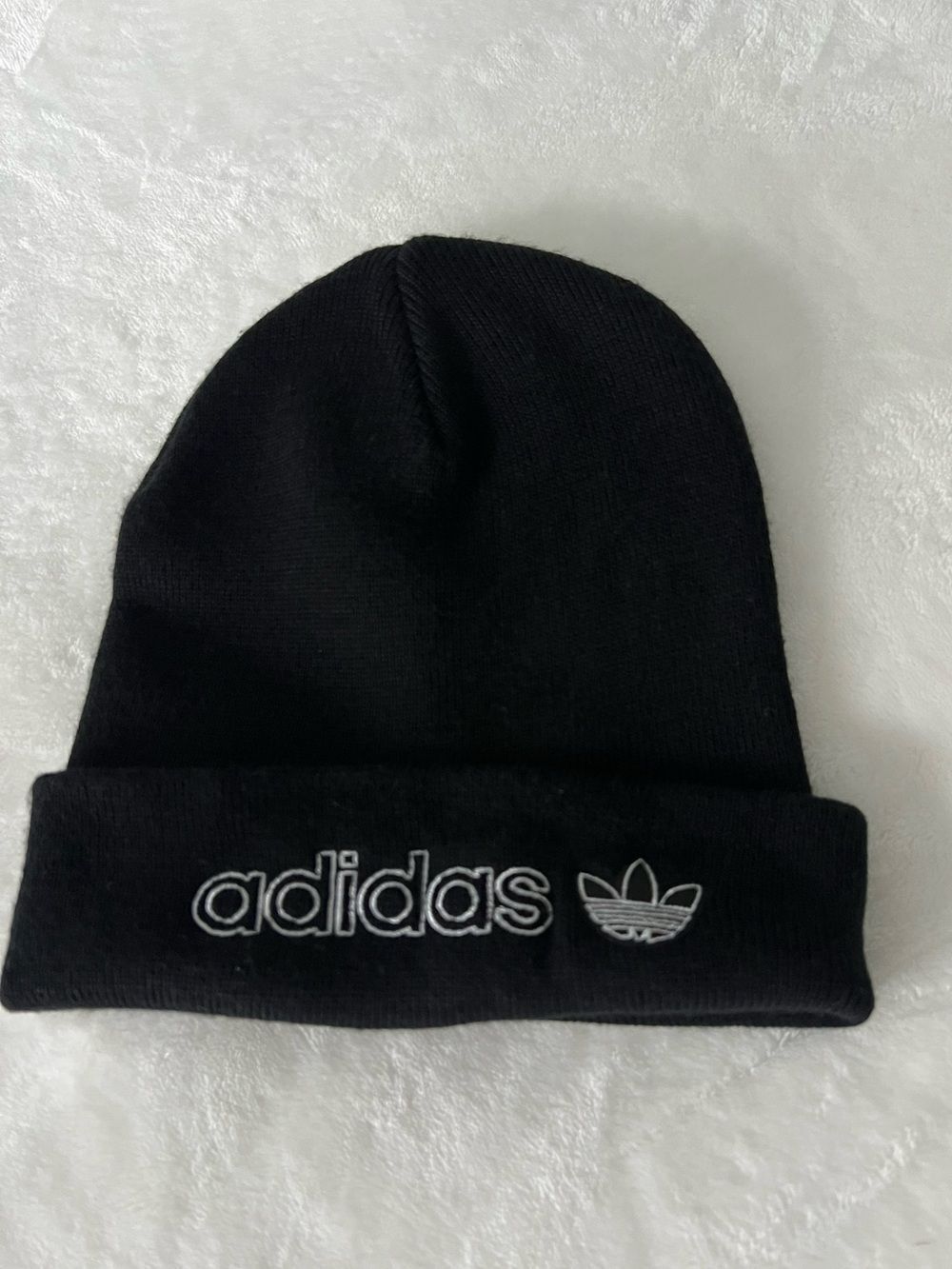 adidas Black Knit Beanie with White Embroidered Logo